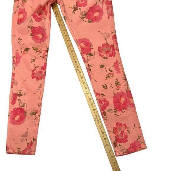Lucky Brand Legend Skinny Jeans Womens 2/26 Peach Floral Stretch 5 Pockets Denim - Picture 10 of 13